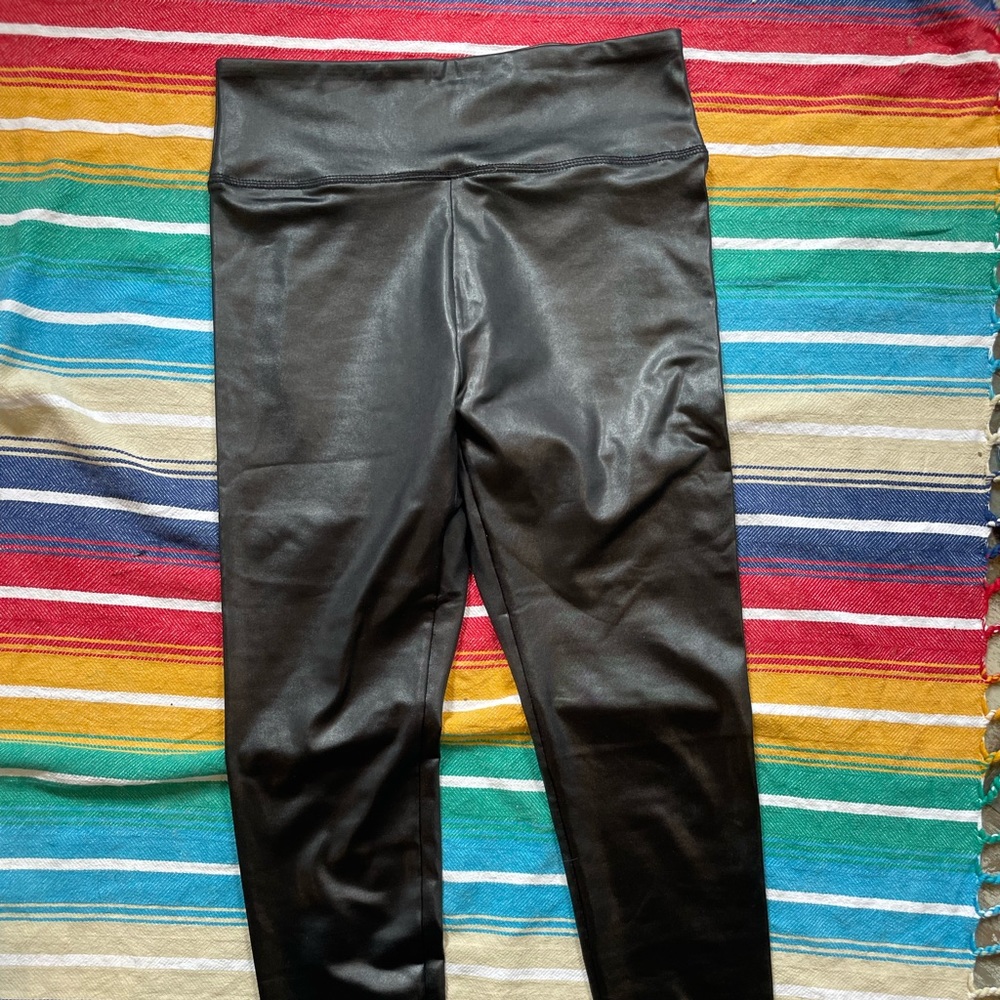 Black leather leggings